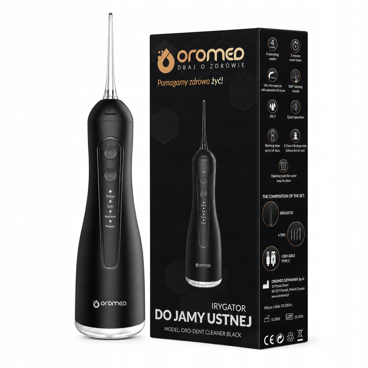 Irygator Do Zębów Bezprzewodowy Dentystyczny 4 Tryby Oromed Dent Cleaner