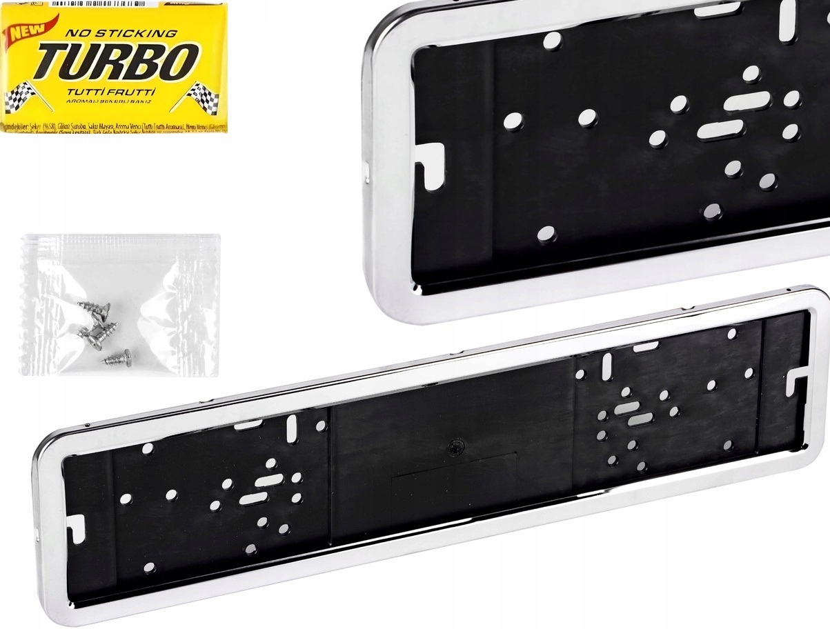 Ramka Stalowa Srebrna Prostokątna Do Tablicy Auta Samochodowa Zatrzaskowa