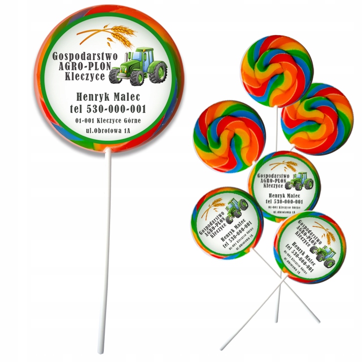 Lizaki duże LOLLIPOP z logo reklamowe firmowe każdy projekt 20szt Waga 0.6 kg