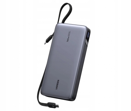 Ugreen PB552 Powerbanka 25000mAh Pd 165W Usb Usb-c Vestavěný kabel Šedá