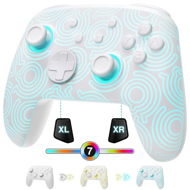 Kontroler bezprzewodowy PALPOW do Switch 2 z RGB LED - Biały