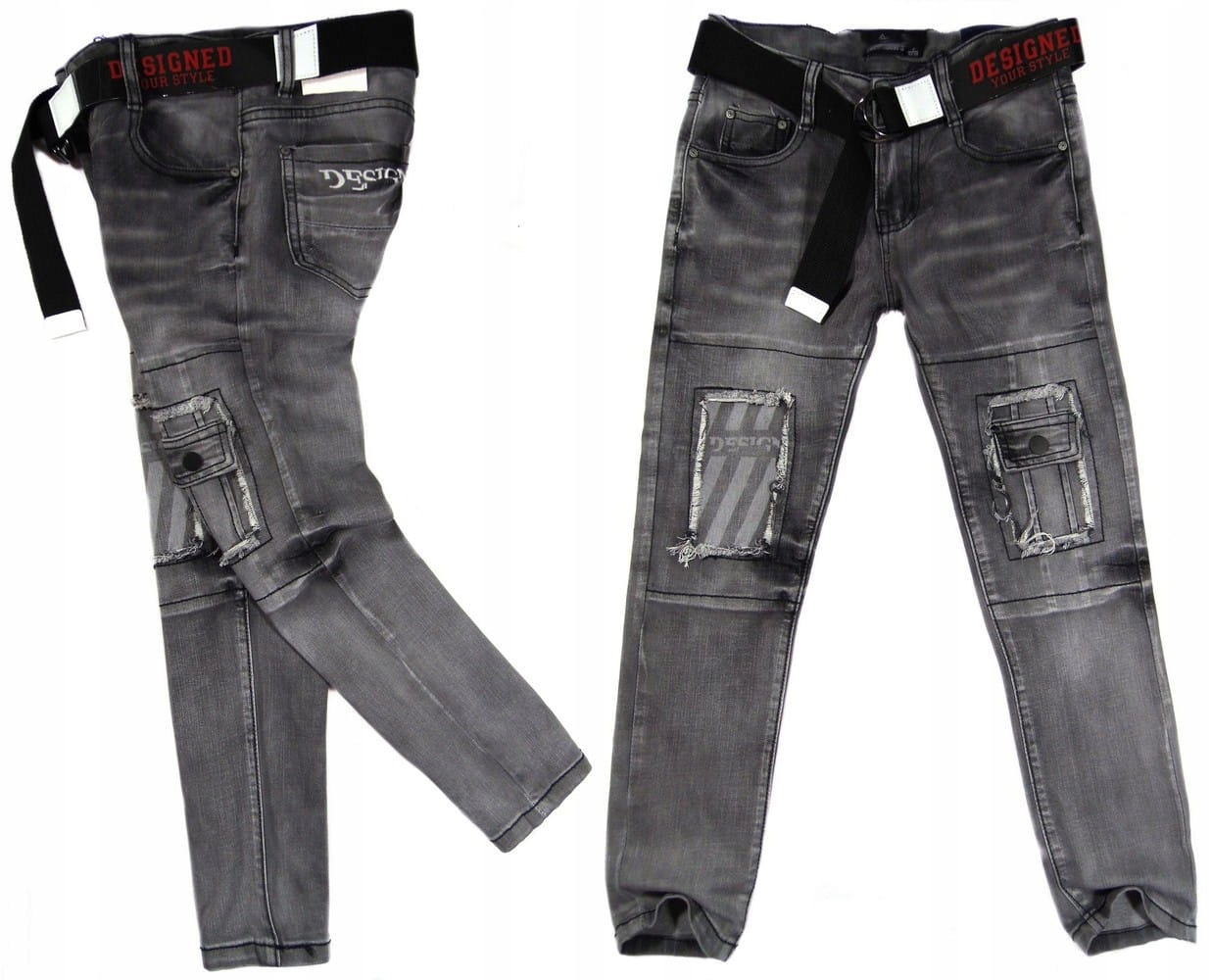 

szare Spodnie elastyczny jeans 931 Danger 8Y nowe