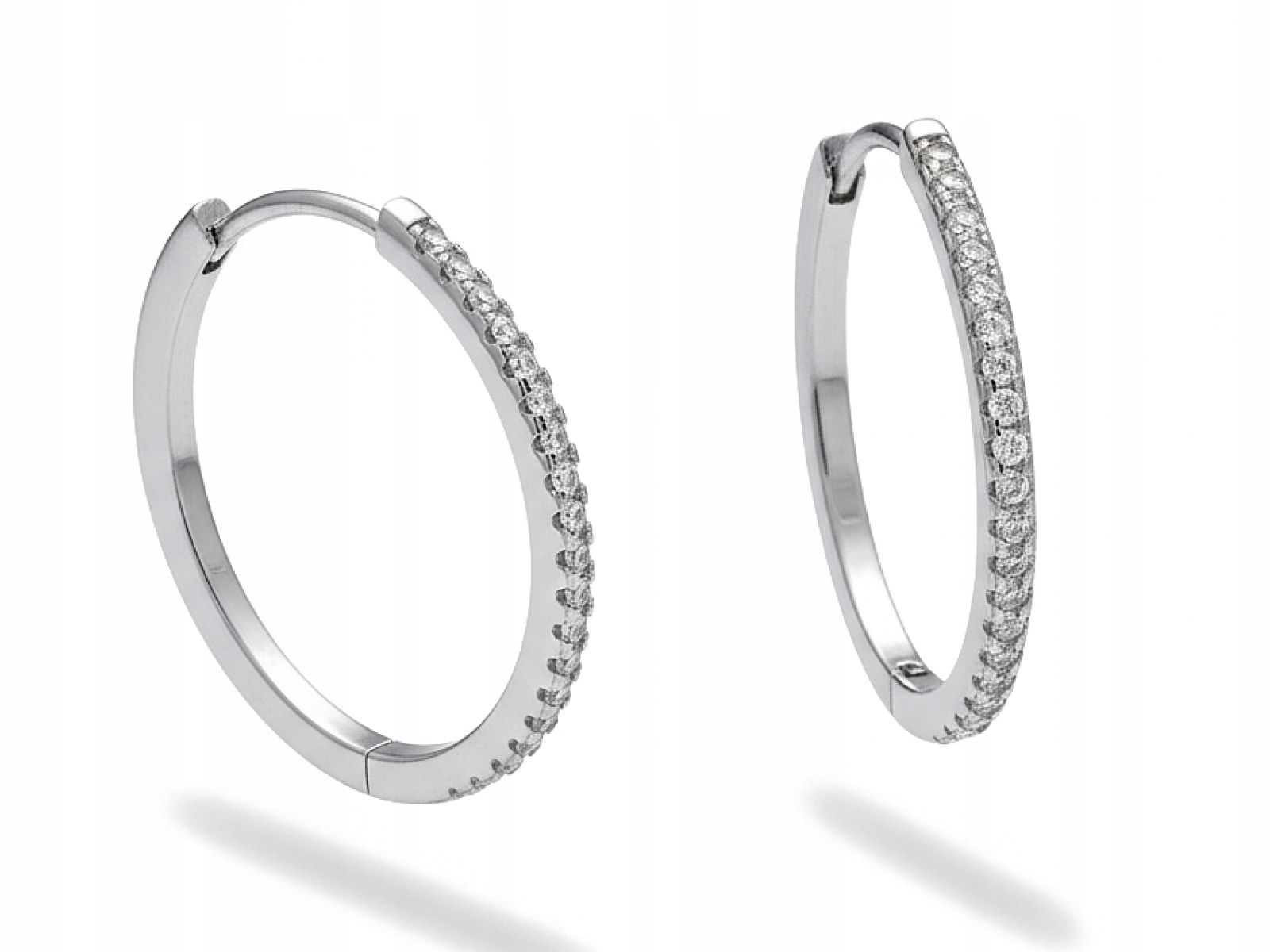 Náušnice pro ženu ze stříbra 925 Kolečka se zirkony 24 mm jako dárek