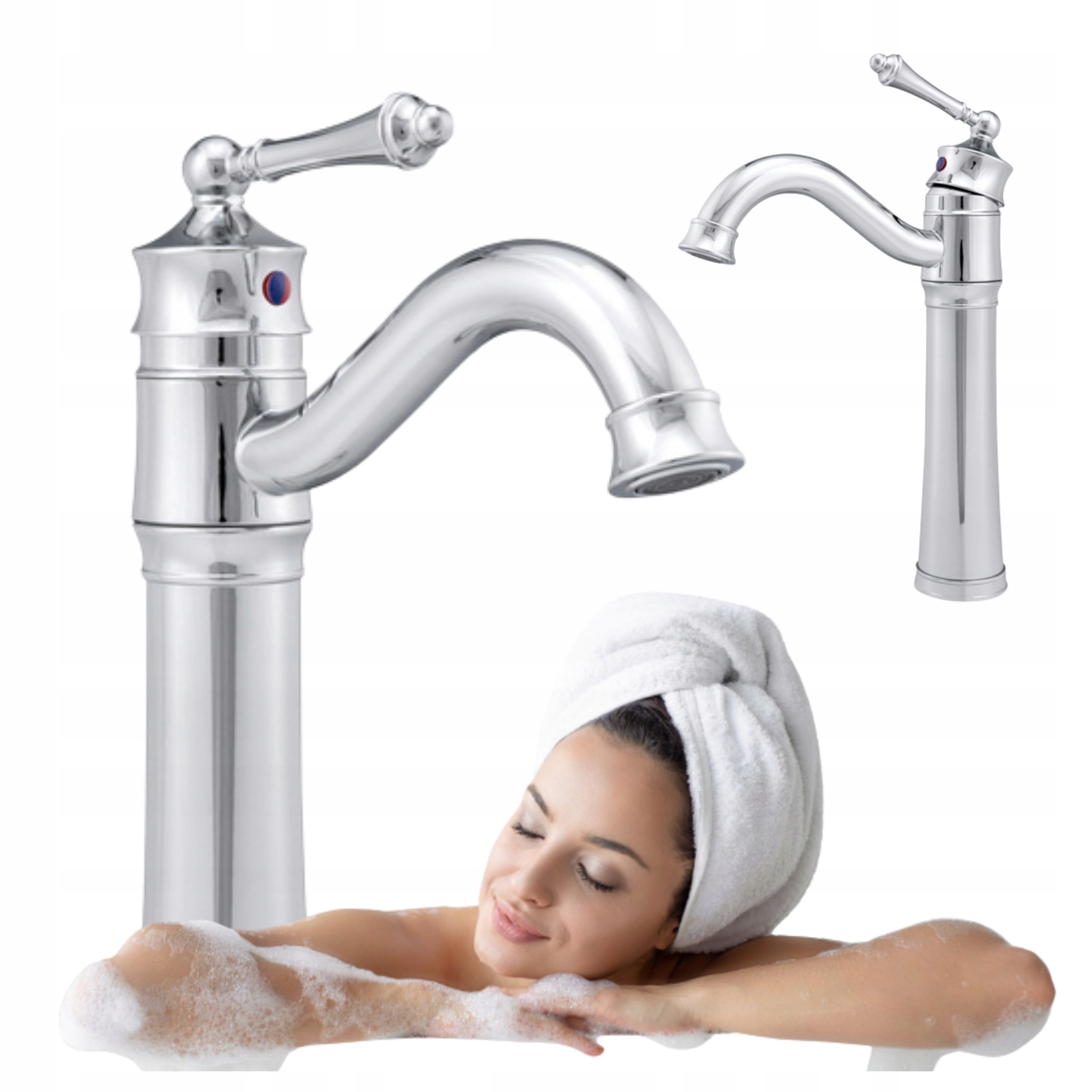 Vysoká Umyvadlová Baterie, Otočný Retro Perlátor, Chrom