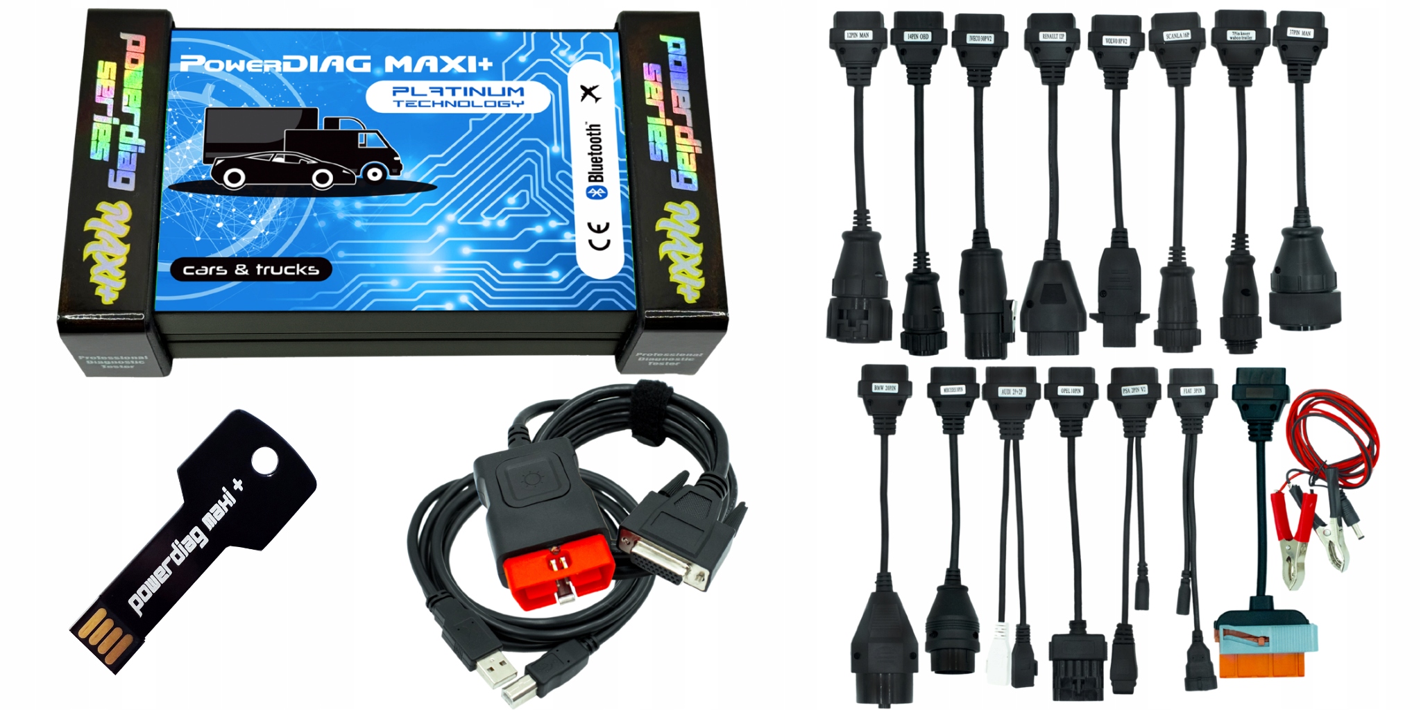 Komputer Diagnostyczny PowerDIAG Maxi+ Platinum +16 Kabli Ciężarowe Osobowe