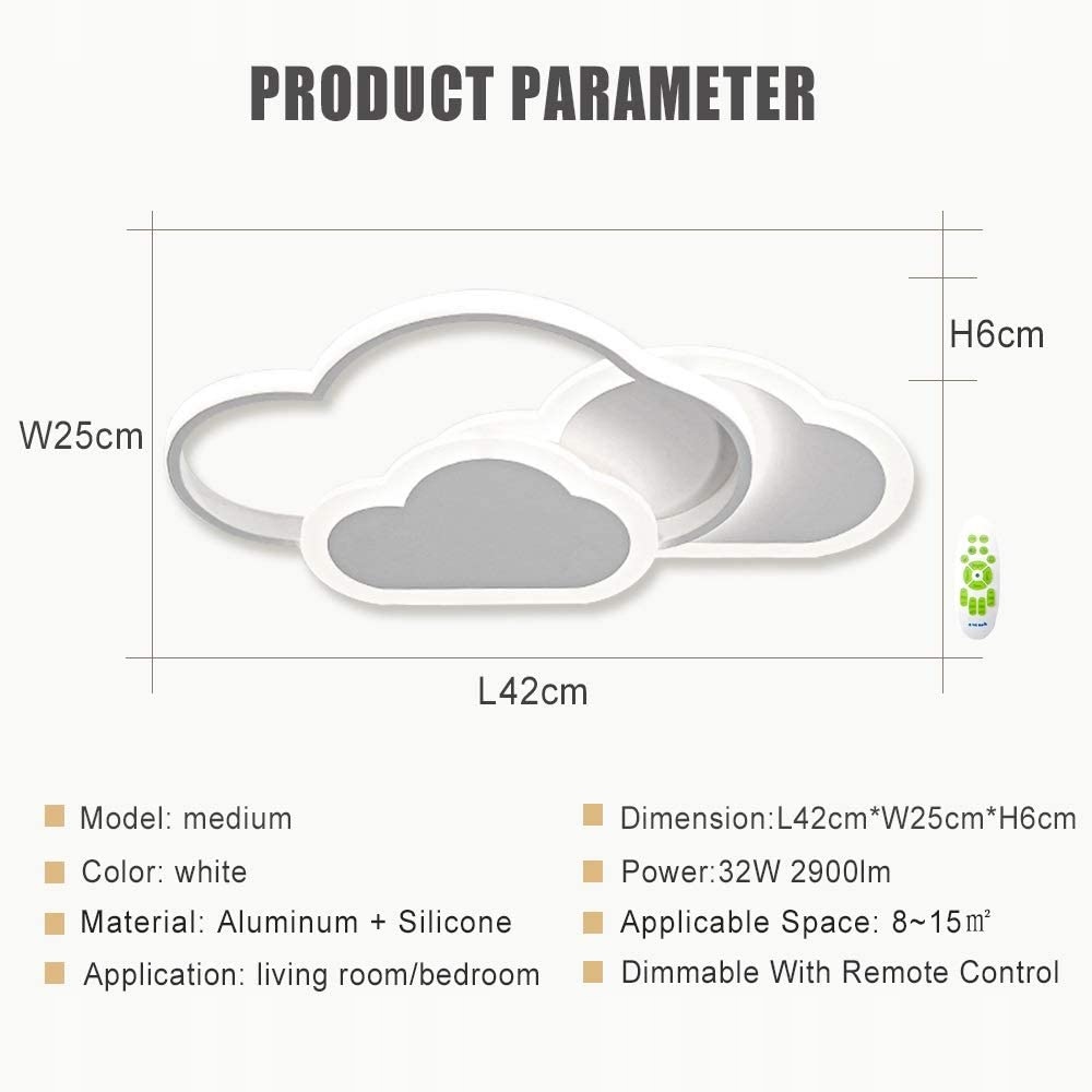 LAMPA SUFITOWA CHMURKA LED ZYRANDOL NOWOCZESNA DO POKOJU DZIECKA Kolor biały