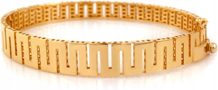 Pevný zlatý náramek 585, ažurová bangle a'la, řecký vzor r16 14kt