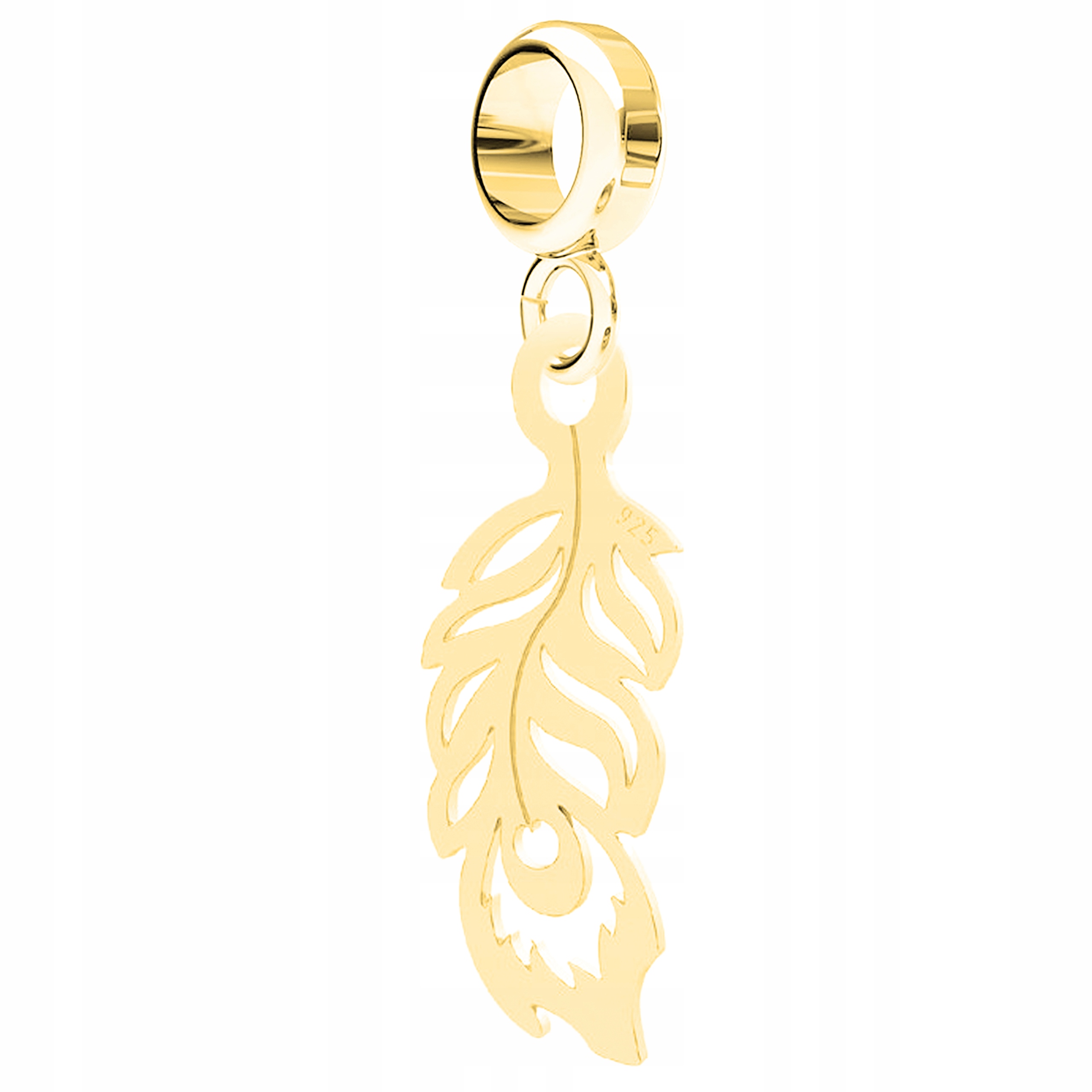 Charms Zlaté paví pero Plechovka s pavím perem Stříbro 925
