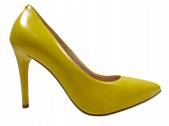 Žluté kožené klasické lodičky Sala 35