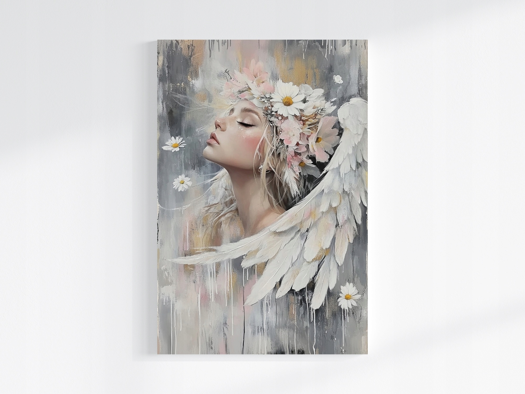 Obraz Na Plátně Canvas Anděl Žena Křídla Květiny Portrét 80x120