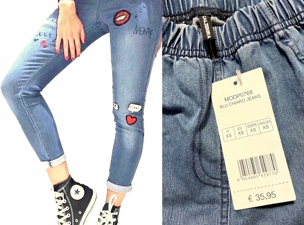 

Calzedonia spodnie skinny jegginsy napisy xs/34