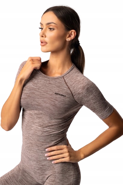 Spaio Rashguard Melange krótki rękaw coffee S