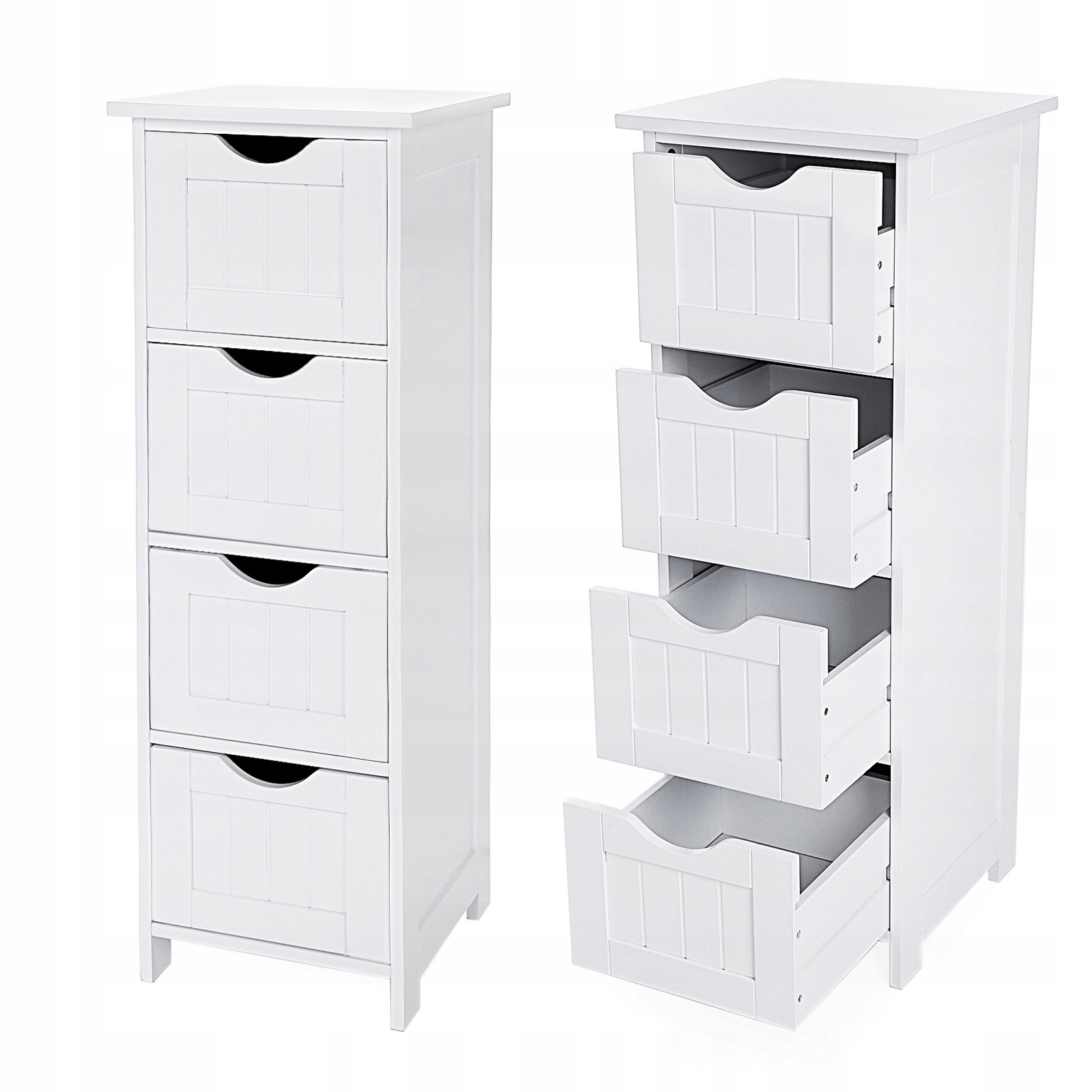Kúpeľňová Skrinka S Regálom, Biela 82 CM, 4 Zásuvky