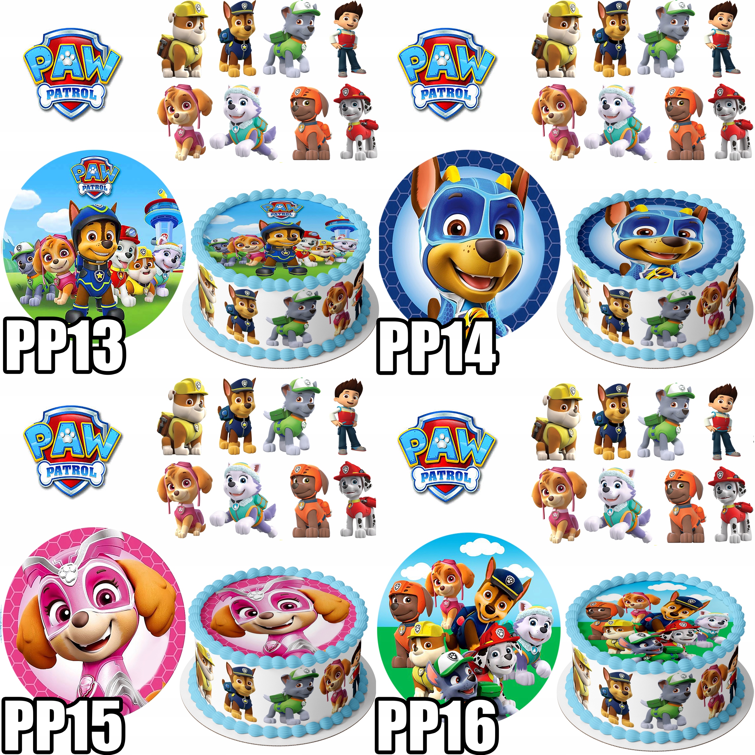 ZESTAW OPŁATEK NA TORT PSI PATROL + POSTACI +TEKST Nazwa handlowa Urodzinowe Opłatki na tort Ciasto , Piękna dekoracja