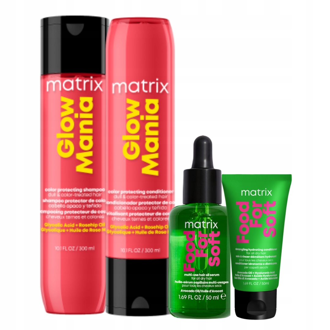 Matrix Glow Mania Szampon do Włosów Farbowanych, Odżywka, Olejek