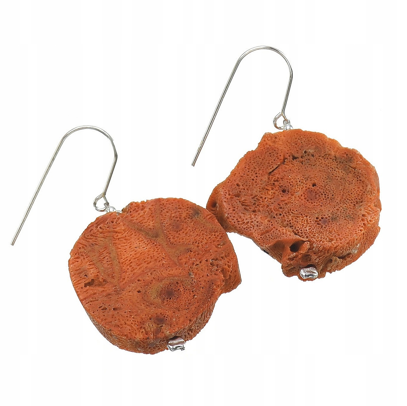 Přírodní korálové unikátní Náušnice Stříbro