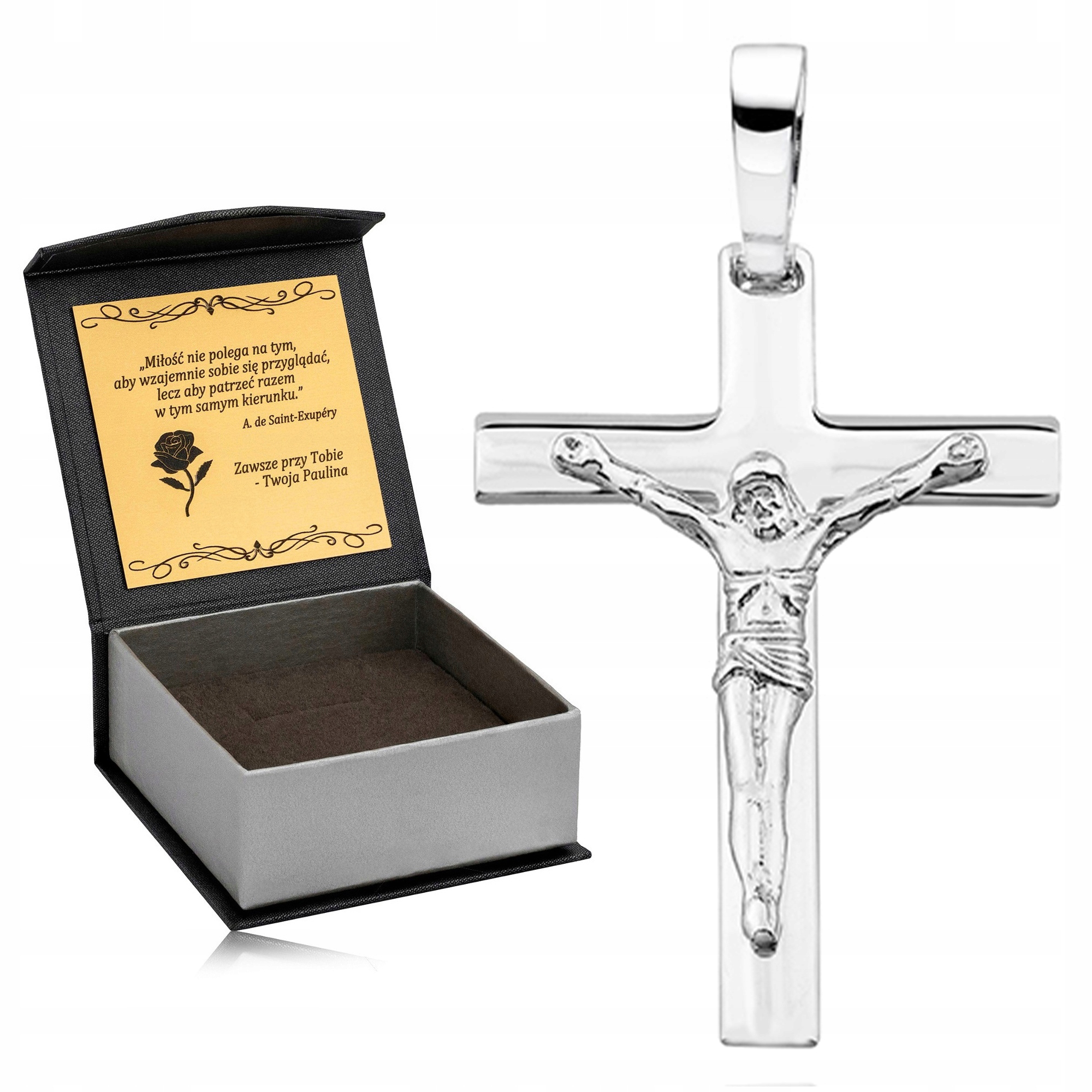 Elegantní Stříbrný Diamantový Rhodiovaný Křížek 925 Dárek Pro Chlapce