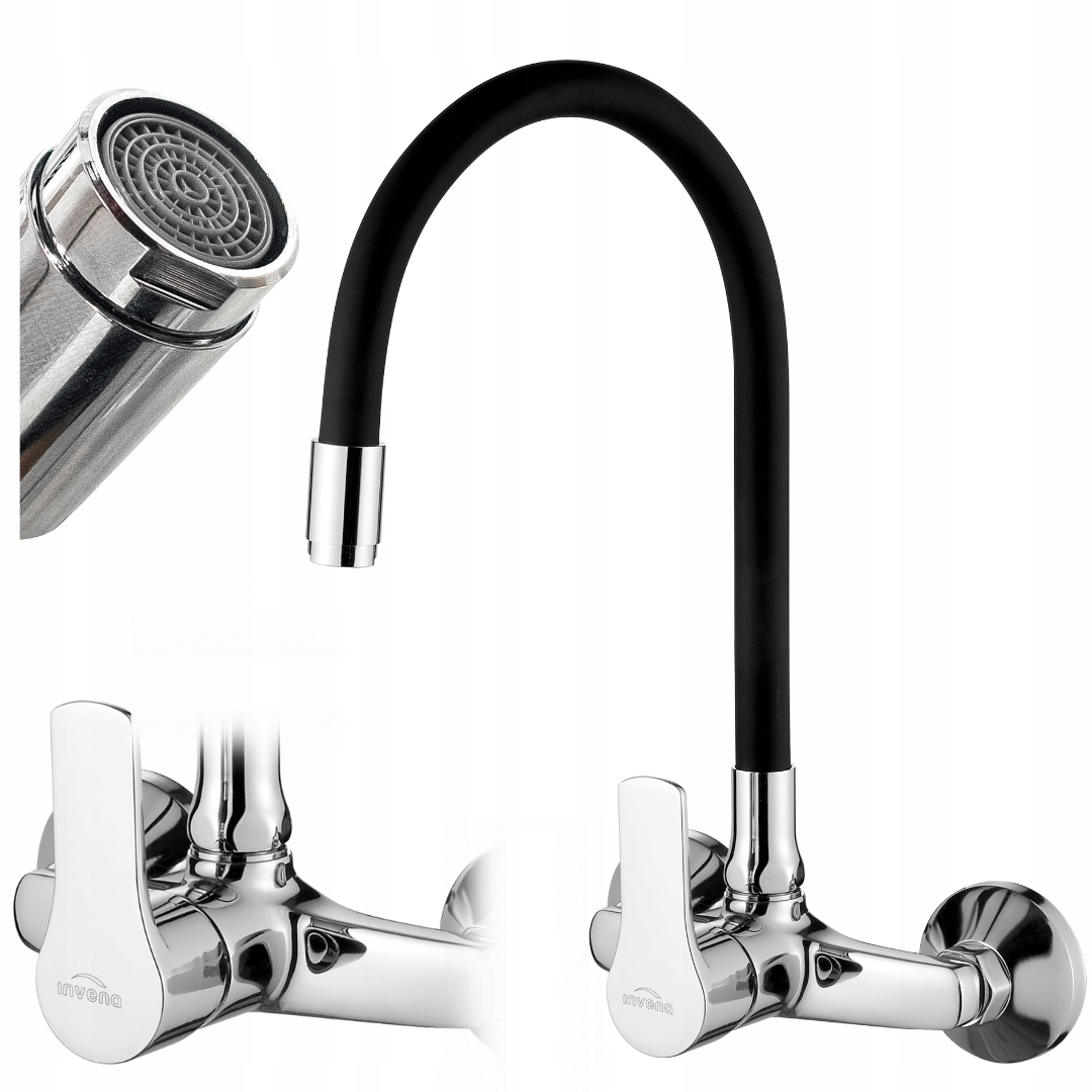 BATERIA ŚCIENNA VERSO Z ELASTYCZNĄ WYLEWKĄ CZARNA