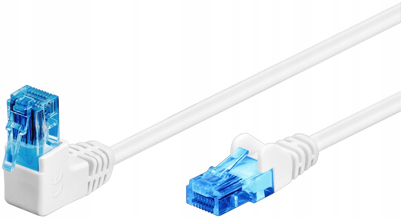 

Patchcord Utp Kat. 6A Posty/Kątowy 90° Biały 0,25m