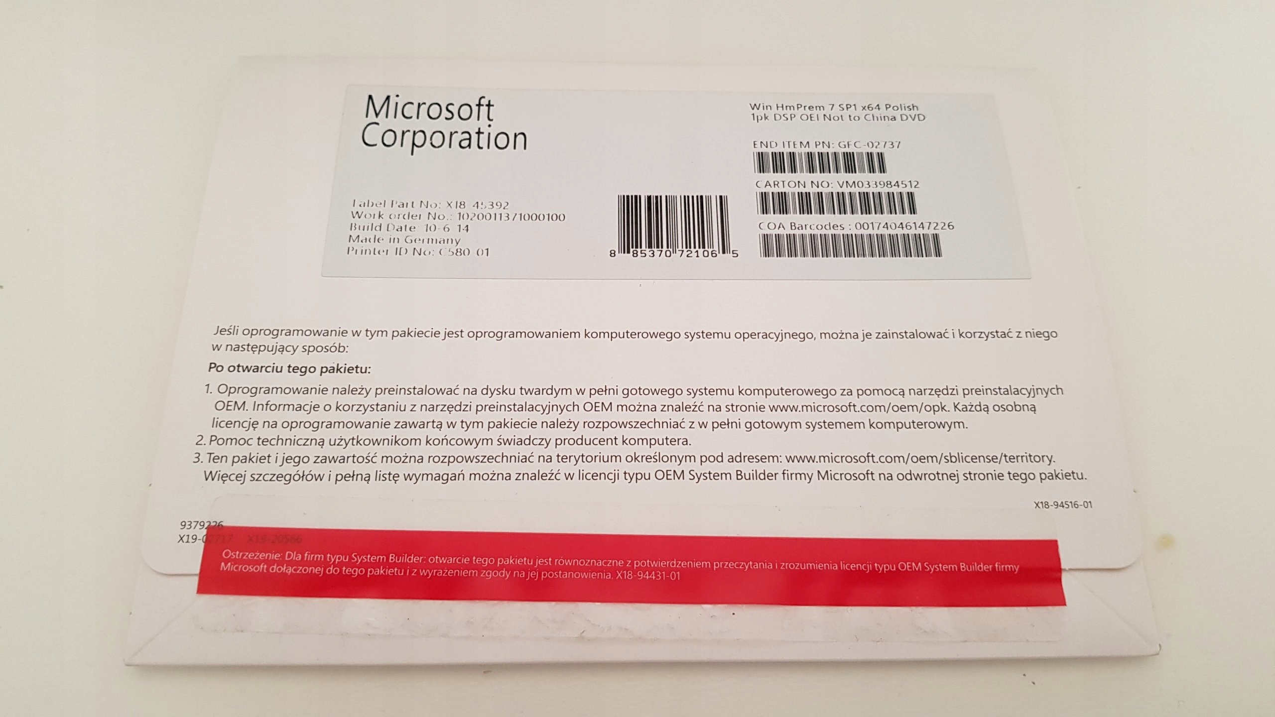 

Ms Windows 7 Home Premium 64Bit Pl Oem GFC-02737
