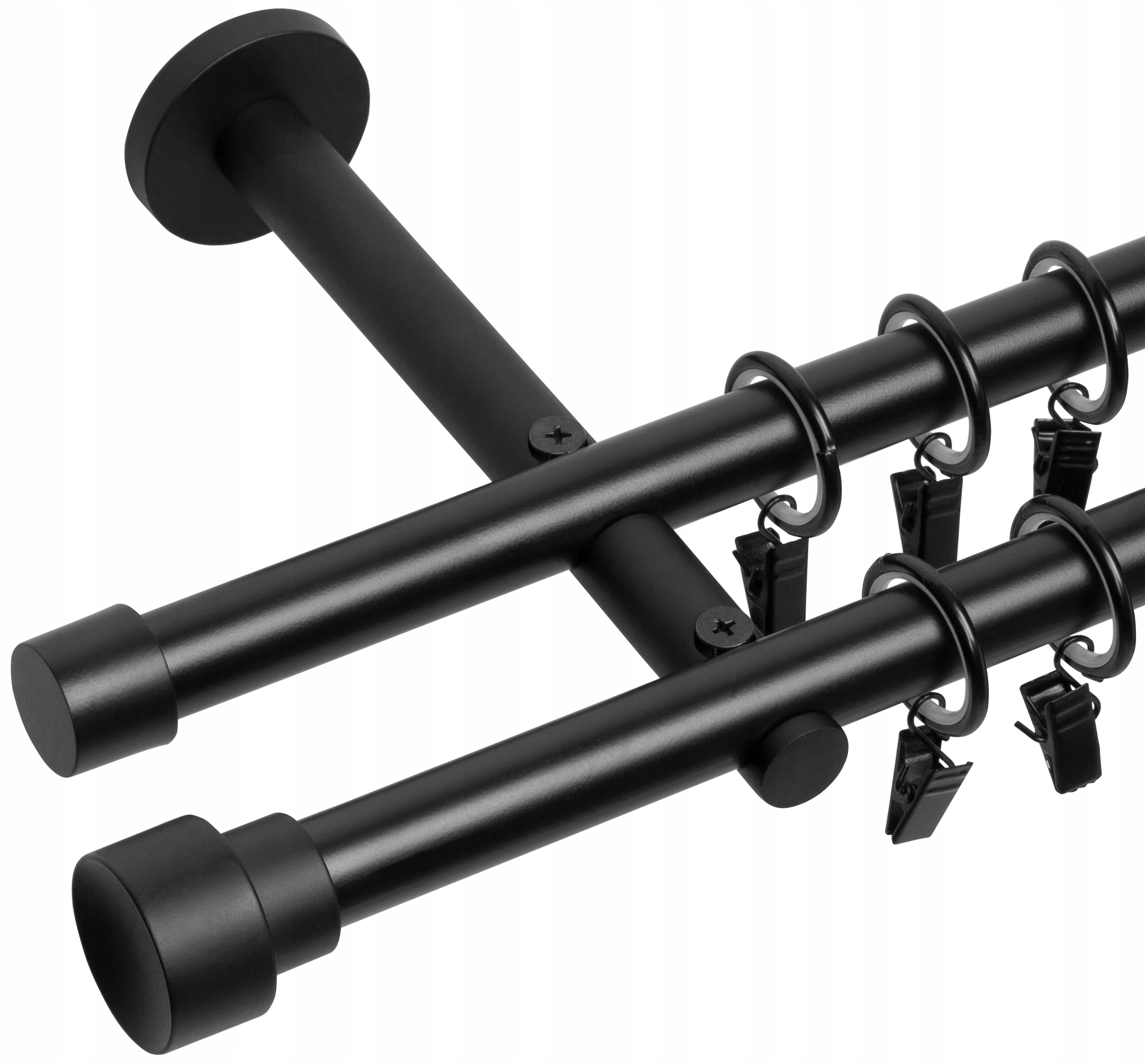 

Karnisz Podwójny Czarny Biały Mat 19+19mm 360cm