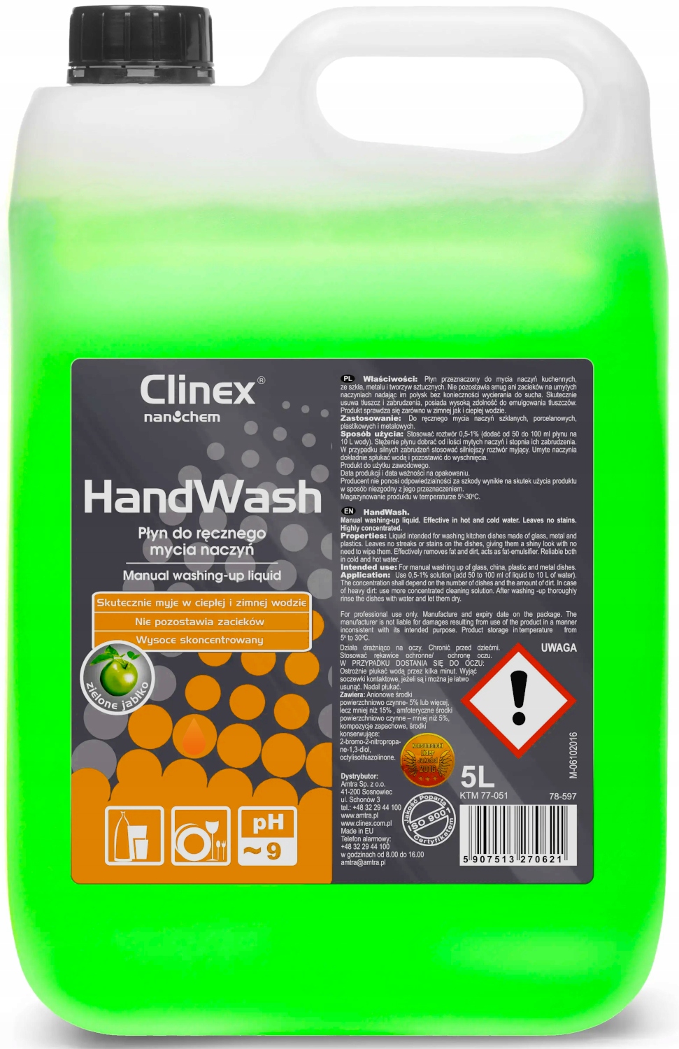 

Clinex Handwash 5L wydajny płyn do mycia naczyń