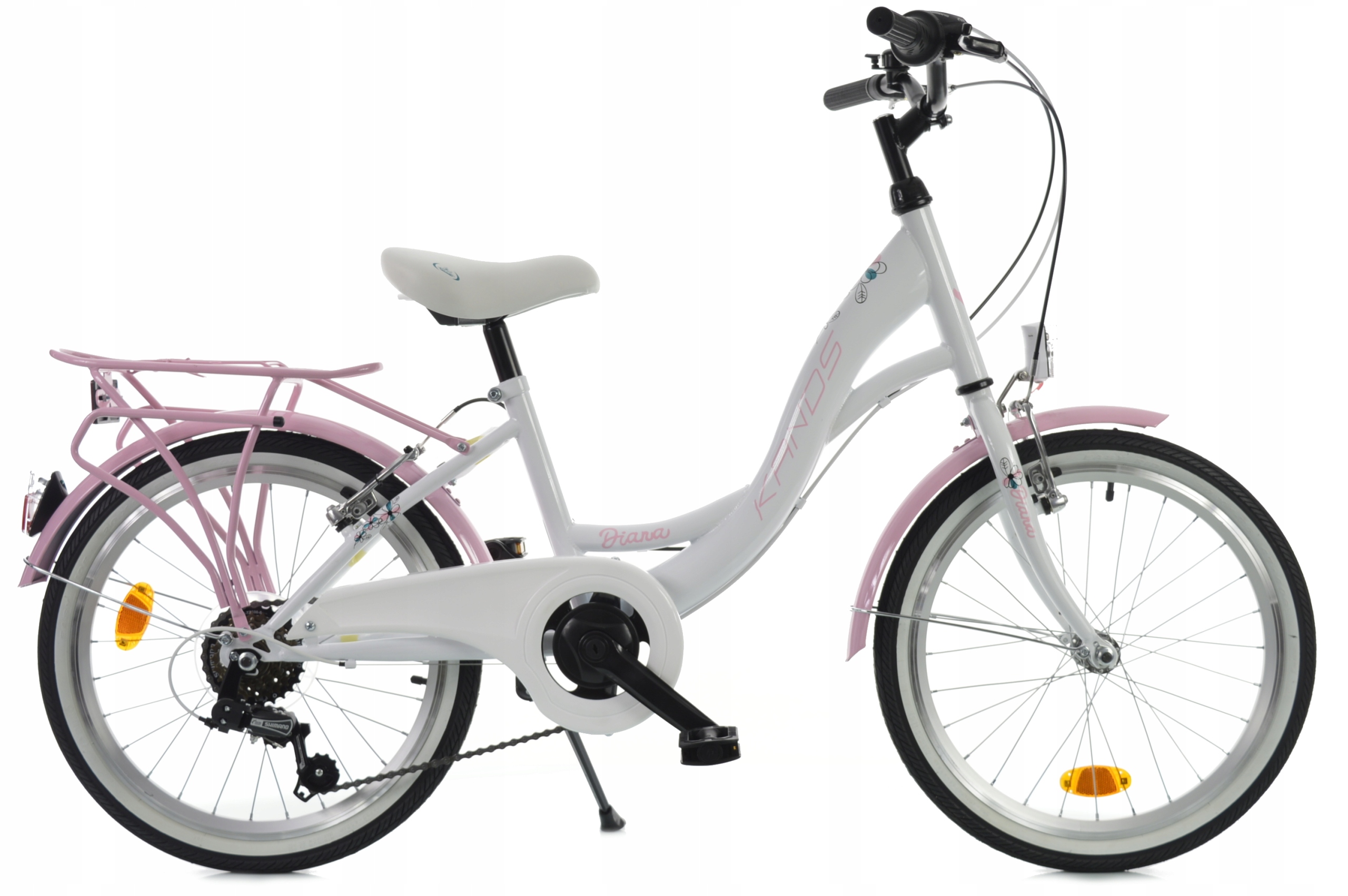 Rower dziecięcy 20' Kands Diana biało-różowy 6-biegów 2025