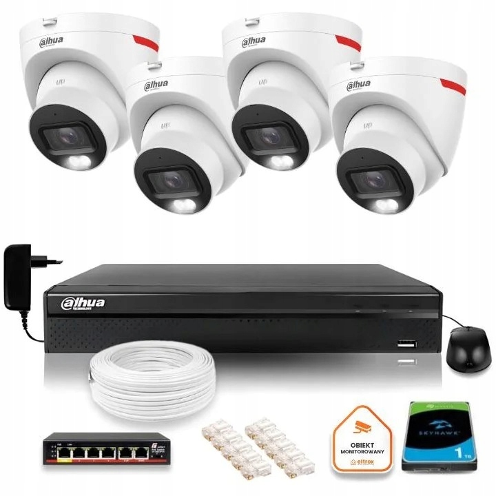 Monitorovací sada Ip kamera 4x IPC-HDW2449T-S-LED-0280B-PRO 4Mpx Ir 30 m