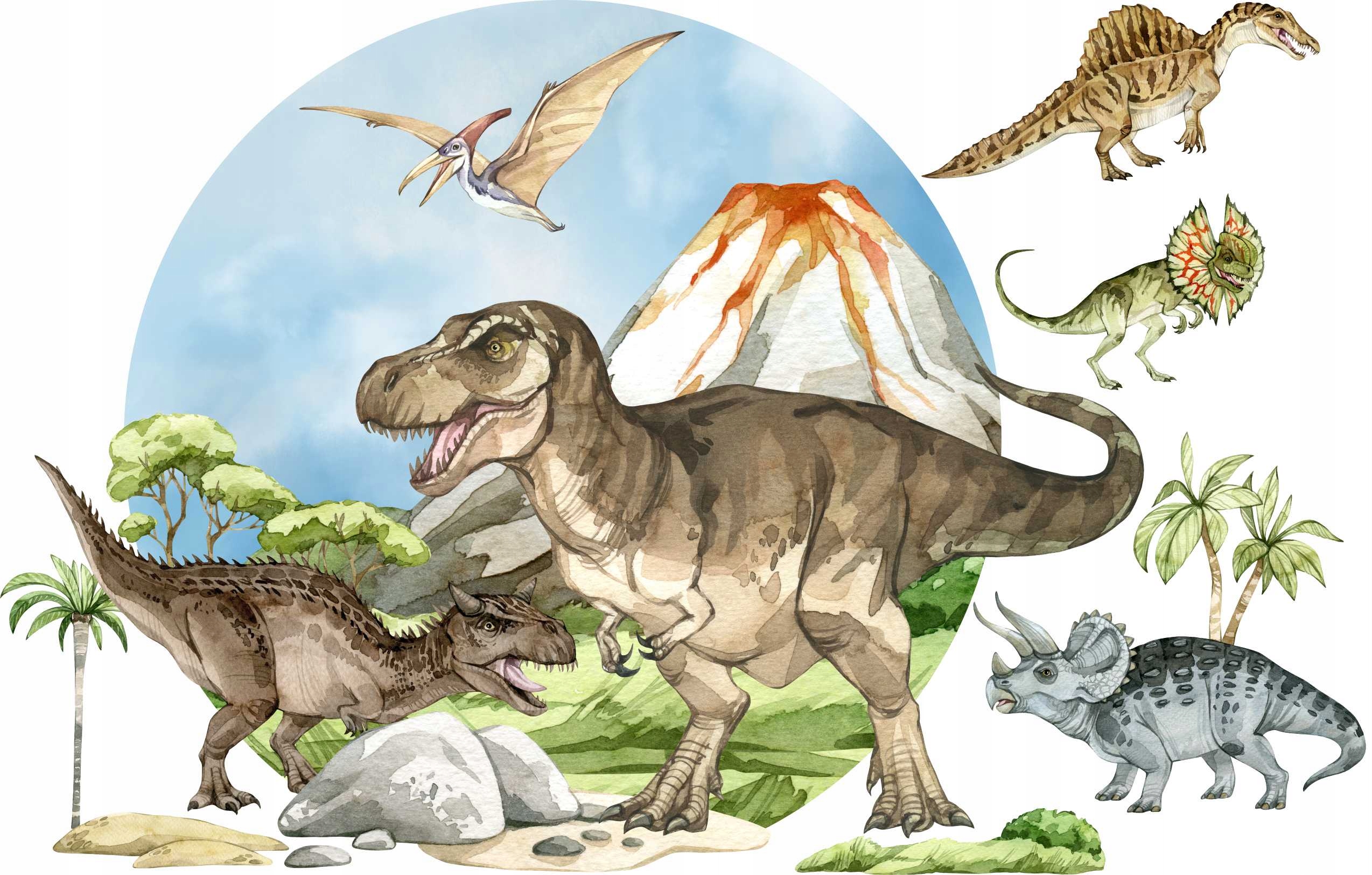 Duże Naklejki Na Ścianę Dinozaury Koło Zestaw XL Naklejki Ścienne Decotia