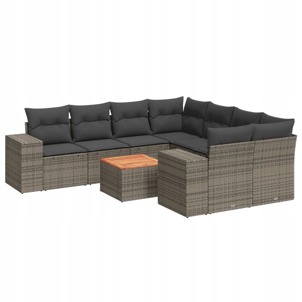 Set zahradního nábytku technorattan vidaXL šedý 9 el.