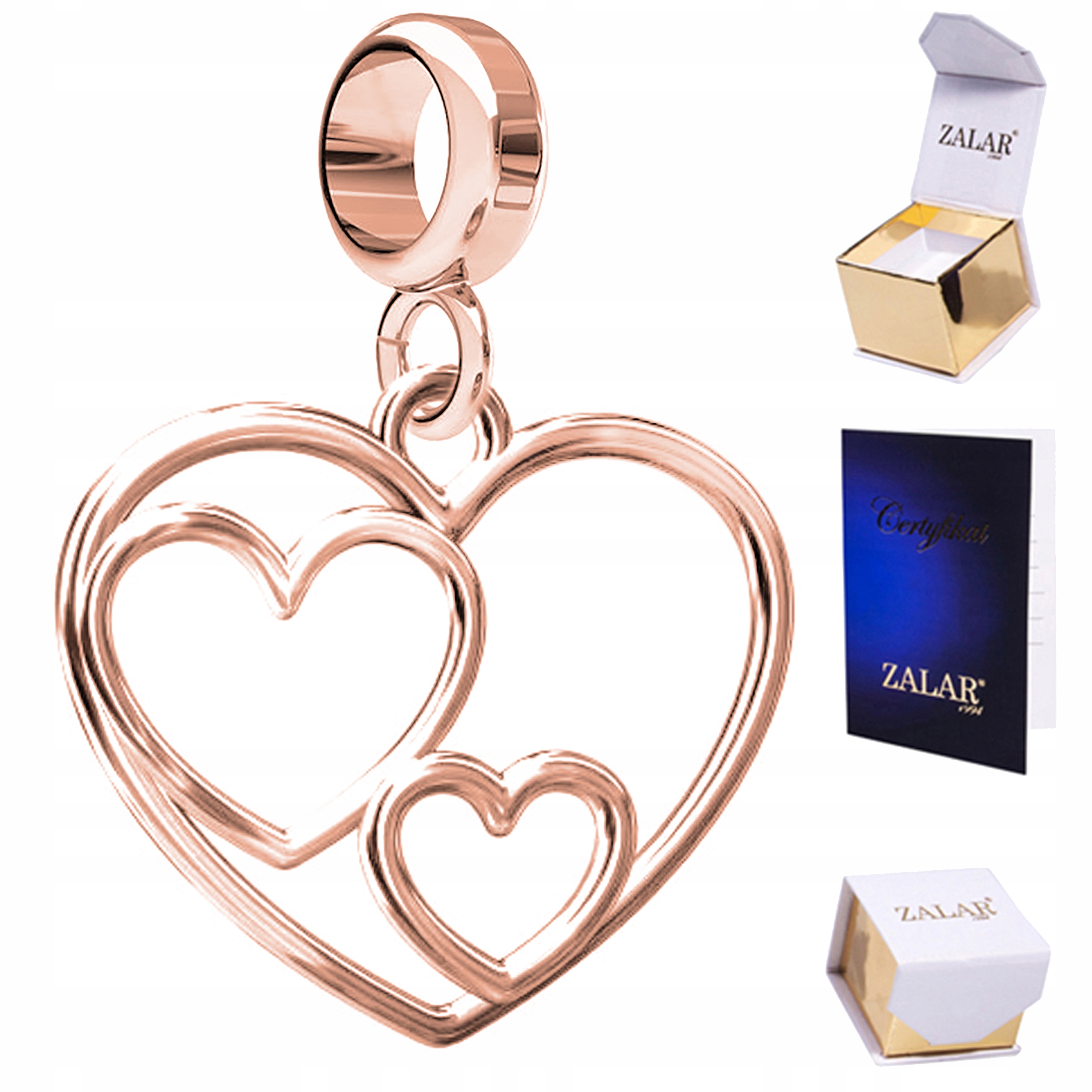 

Charms różowy wiszący Serce srebro 925