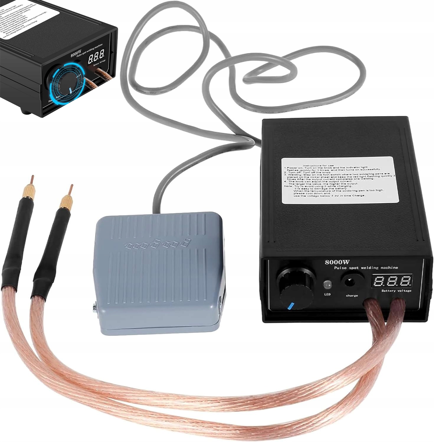 Sada Bodových Svařovacích Strojů 8000 W Pro Baterie 18650 S Pedálem