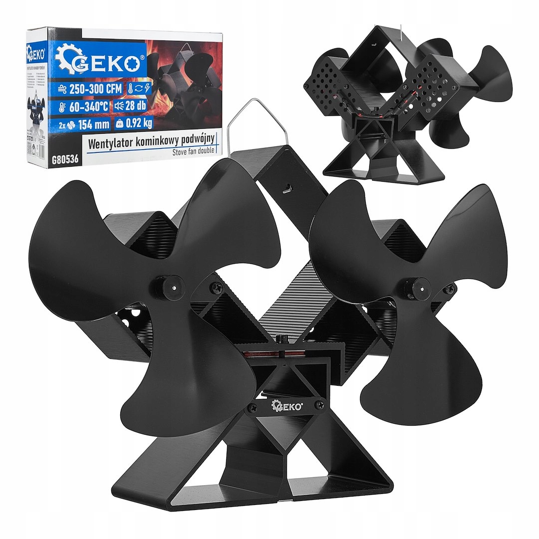 Dvojitý termoelektrický krbový ventilátor (6 lopatek)