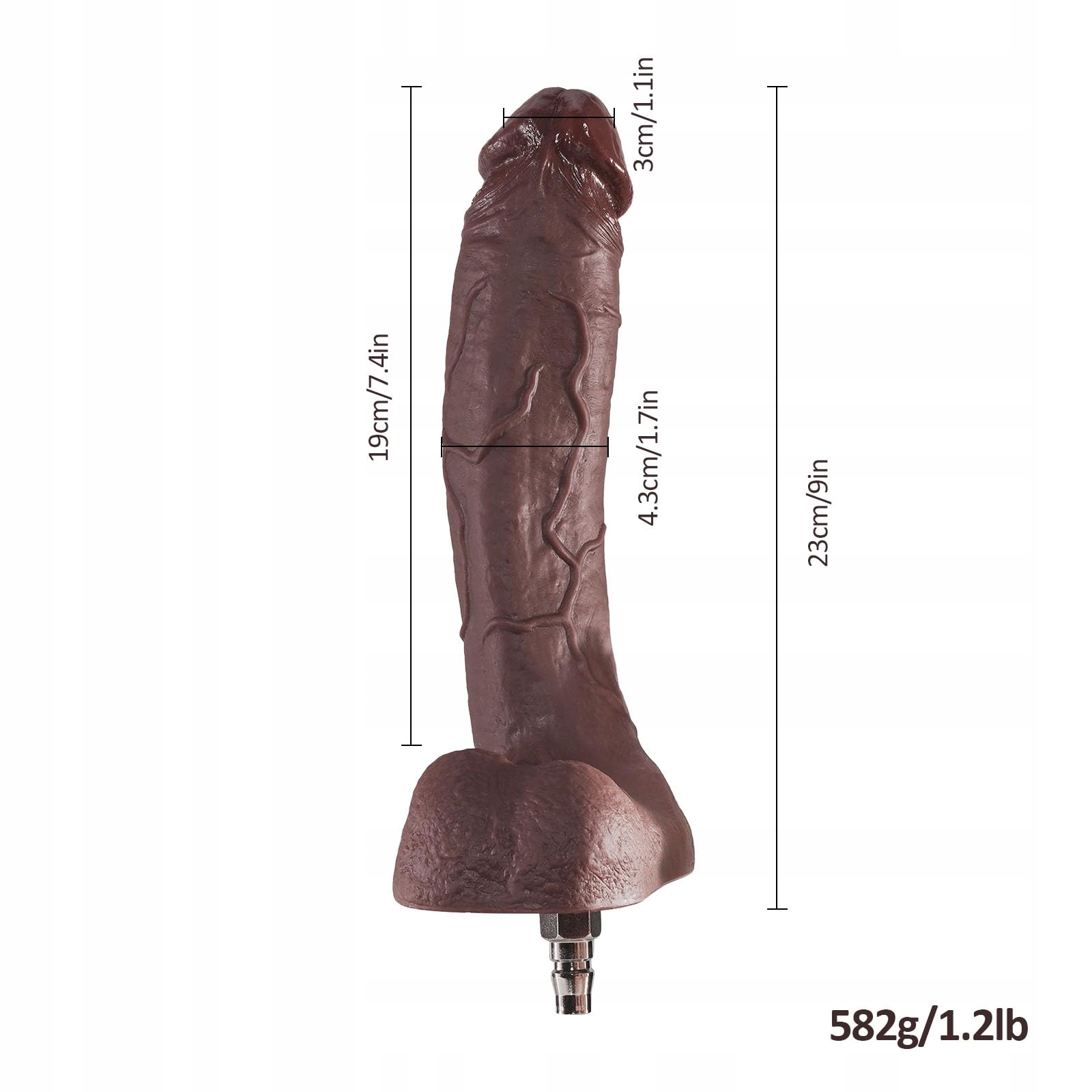REALISTISCHER DILDO 23 CM SILIKONOWY DO MASZYN EROTYCZNYCH DLA DOROSŁYCH — miniatura 2