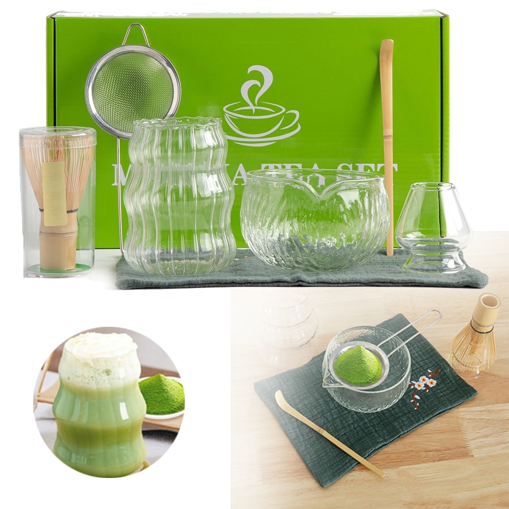 7-CZĘŚCIOWY Zestaw Do Herbaty Matcha, Trzepaczki Do Matcha, Miska Do Matcha