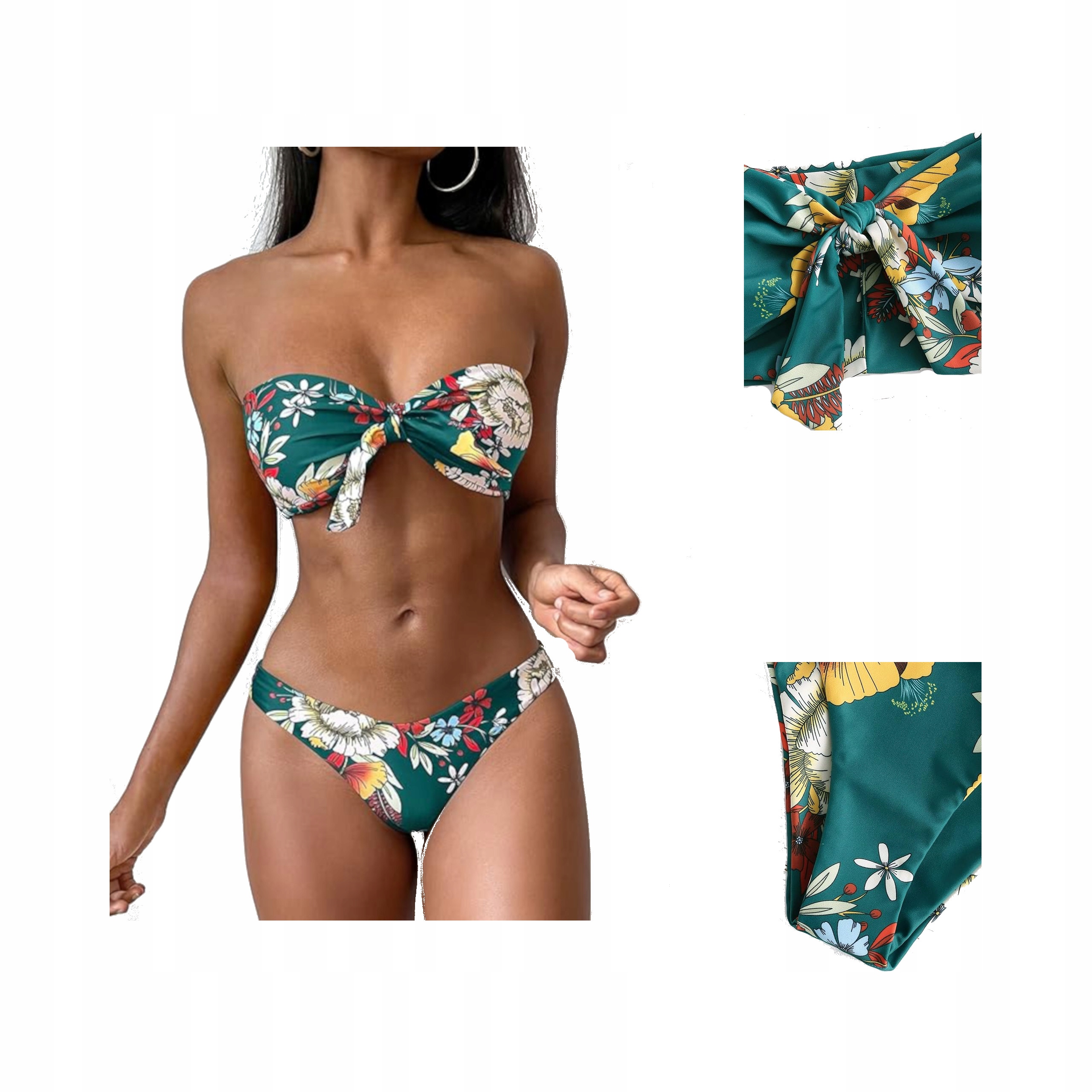 Dámské Plavky Zaful M Bikiny Dvoudílné, Zelené S Květinami