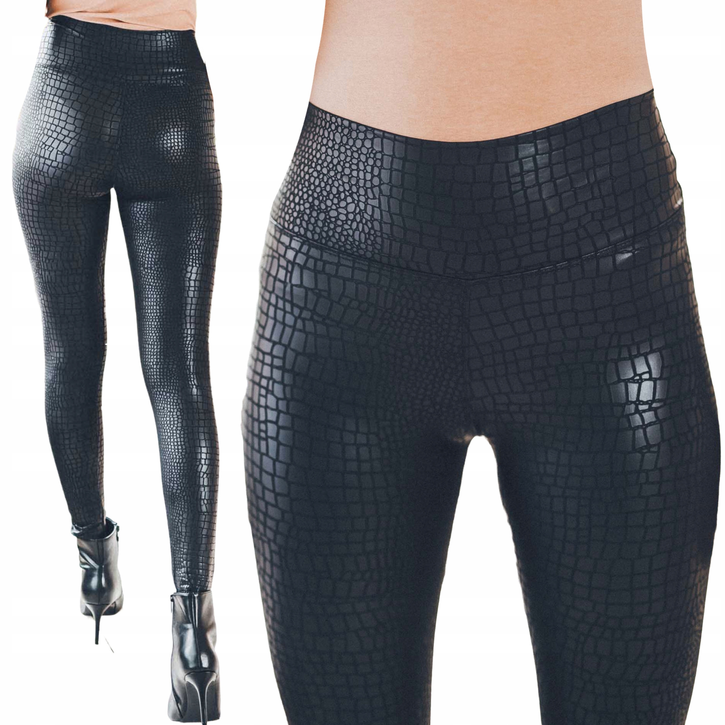 

Woskowane legginsy damskie skóra krokodyla 2XL/3XL