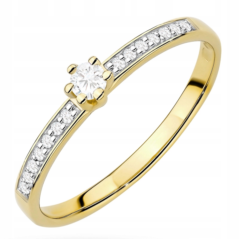 Zlatý Prstýnek pr. 585 14k Laboratorní diamanty 0,17ct