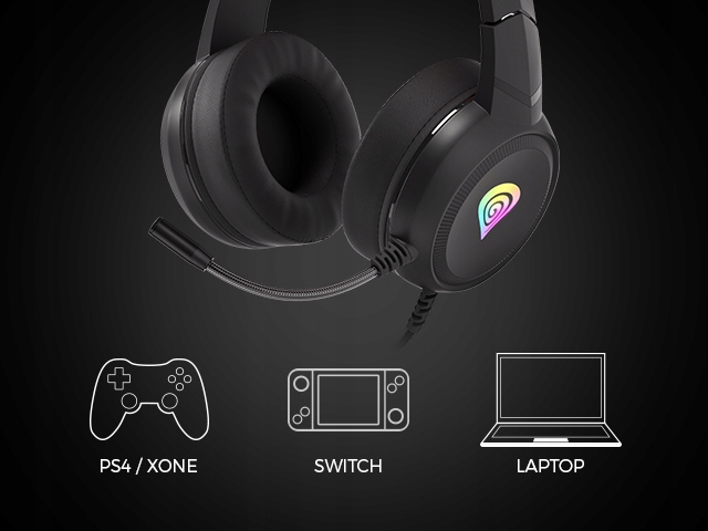 Słuchawki z mikrofonem gamingowe graczy RGB LED PC Mikrofon tak