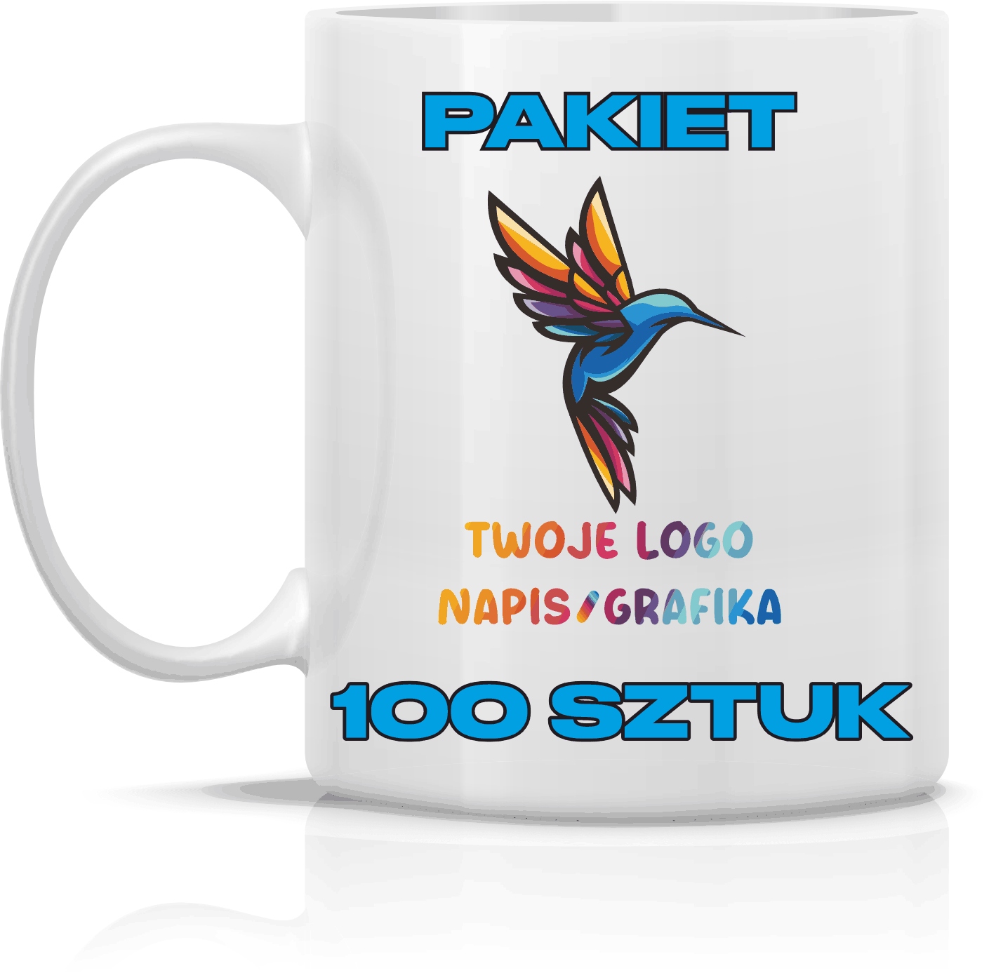 Kubek Reklamowy Z Własnym Nadrukiem Logo Napisem Pakiet 100 Sztuk