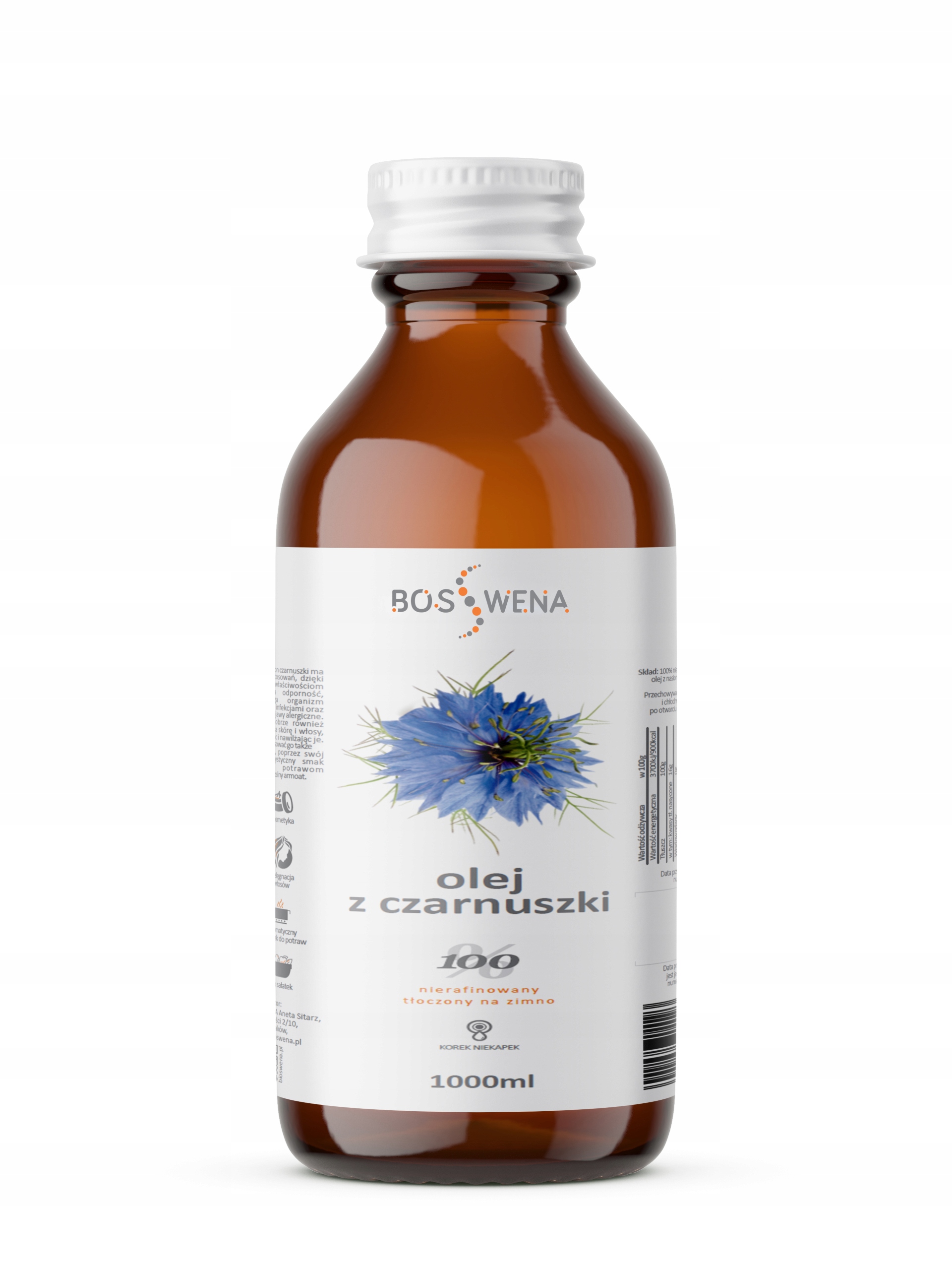Olej z czarnuszki Zimno Tłoczony 1l Bioswena Virgin jakość Premium