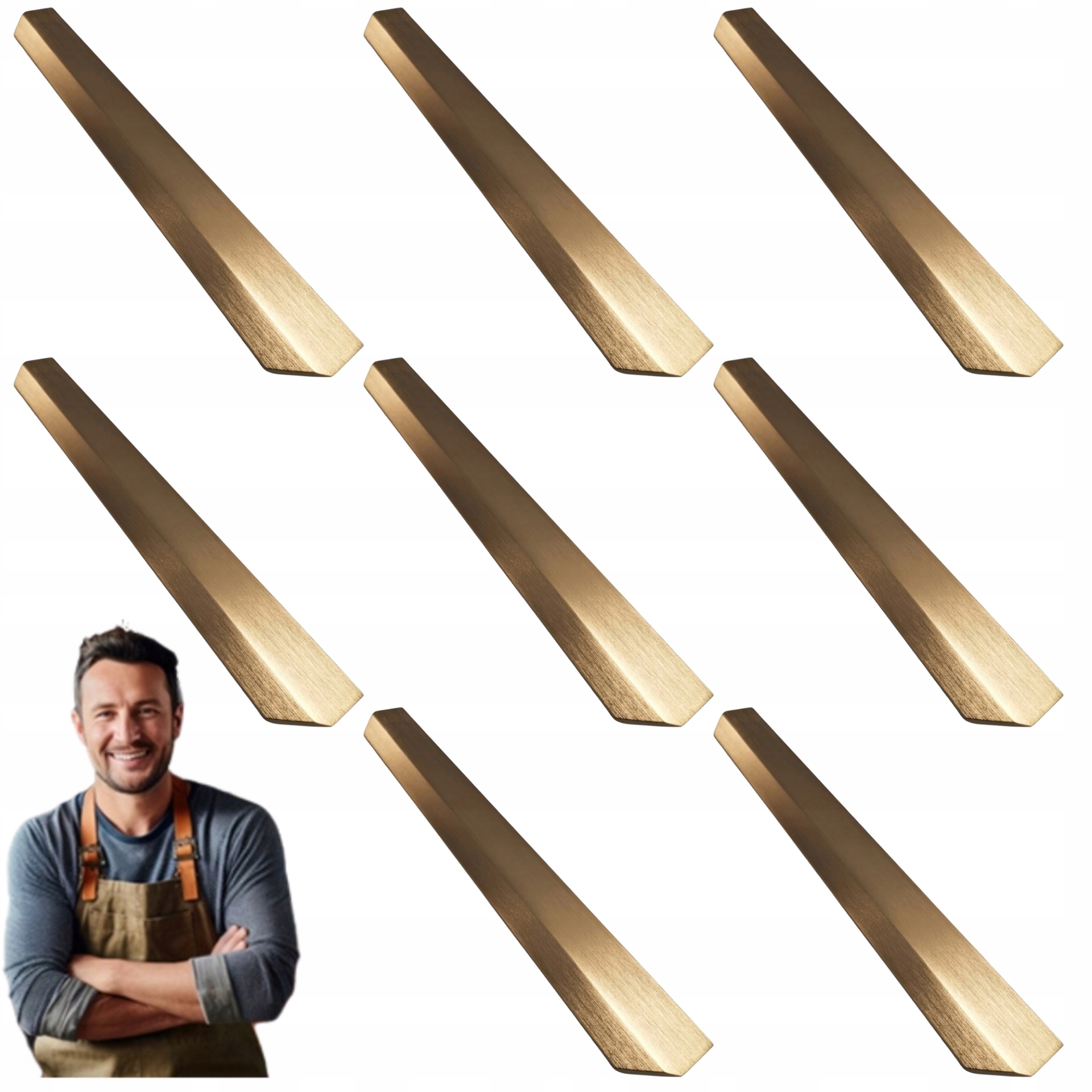 Nábytkový okrajový držiak Asami 350 mm Mosadz kartáčovaný 8ks