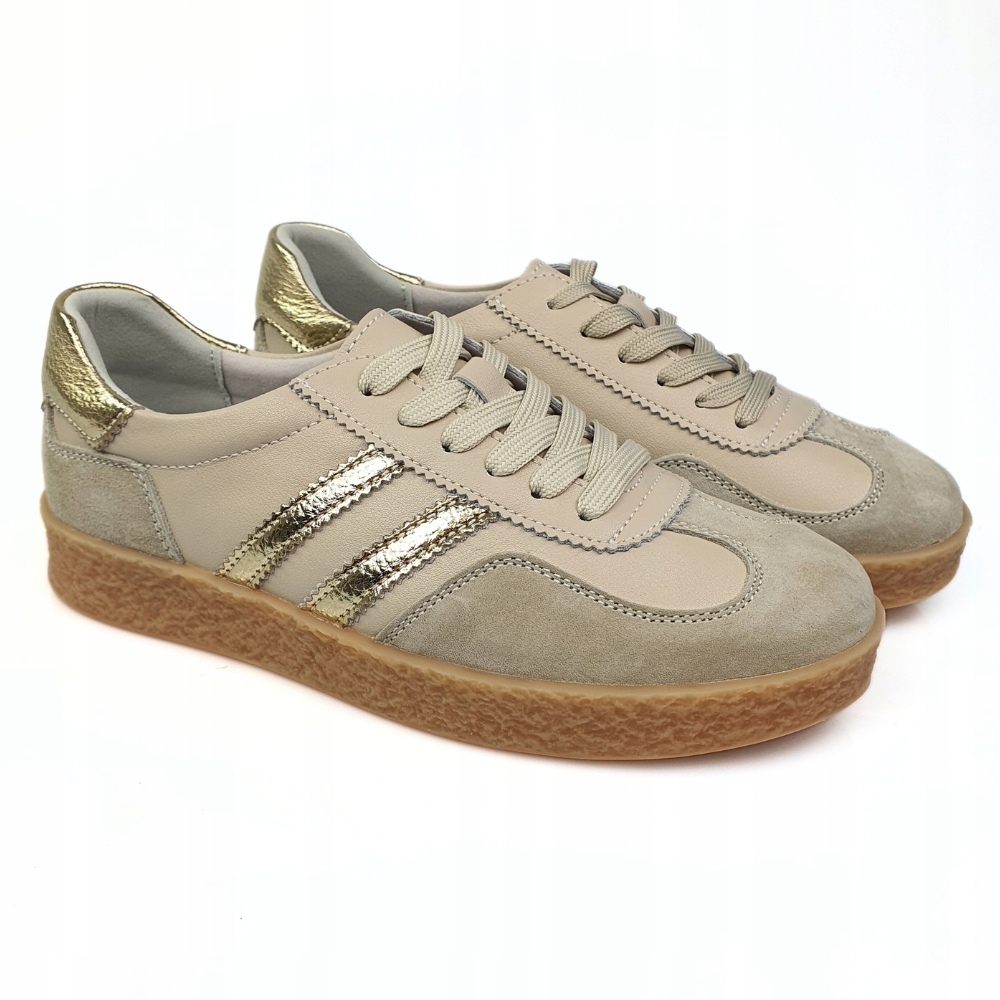 Sportowe półbuty damskie beżowe skóra naturalna S.Barski LR61-7059 r. 38