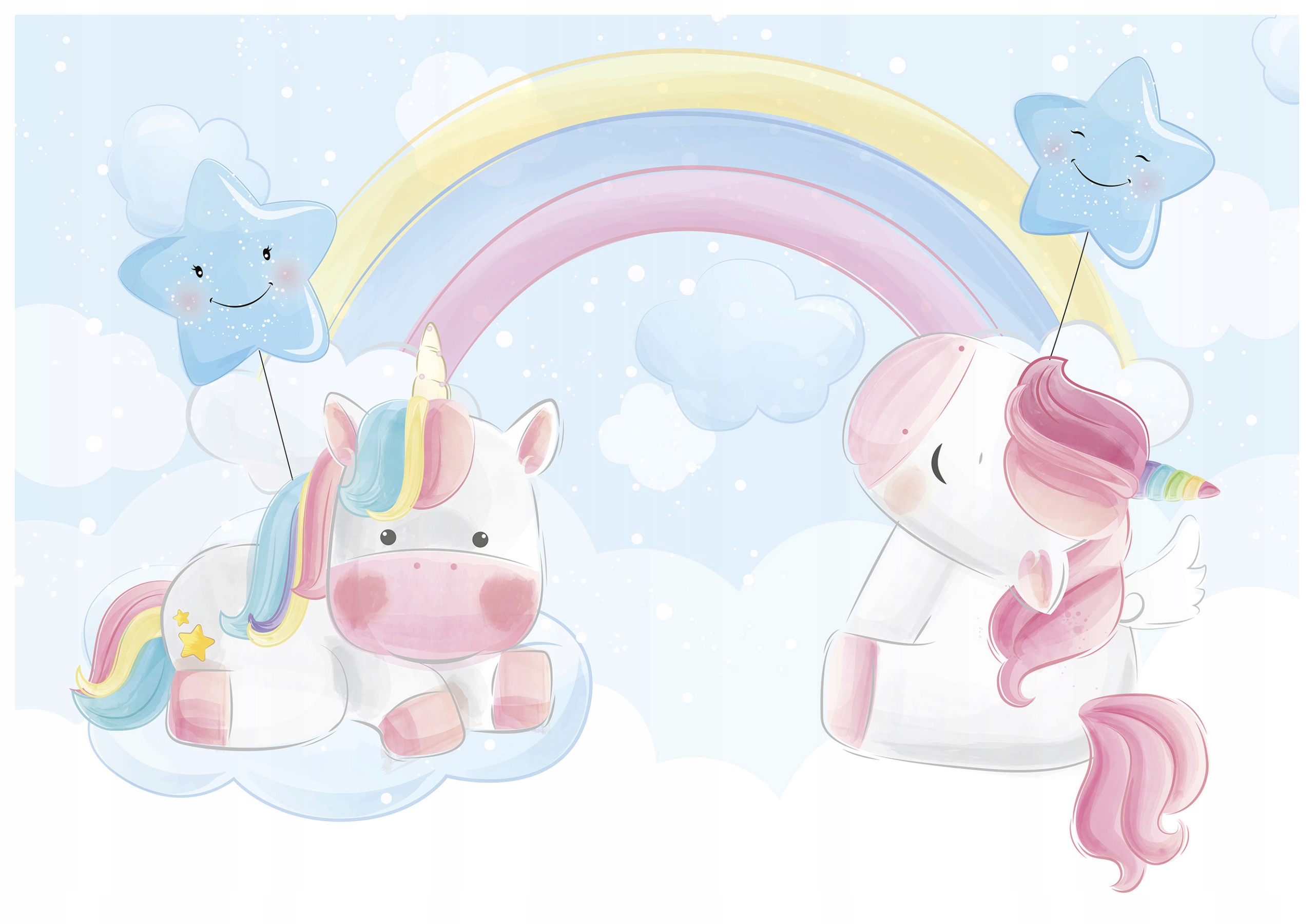 Tapeta Jednorožci duha hvězdy pastelové do dětského pokoje 368x254 lepidlo