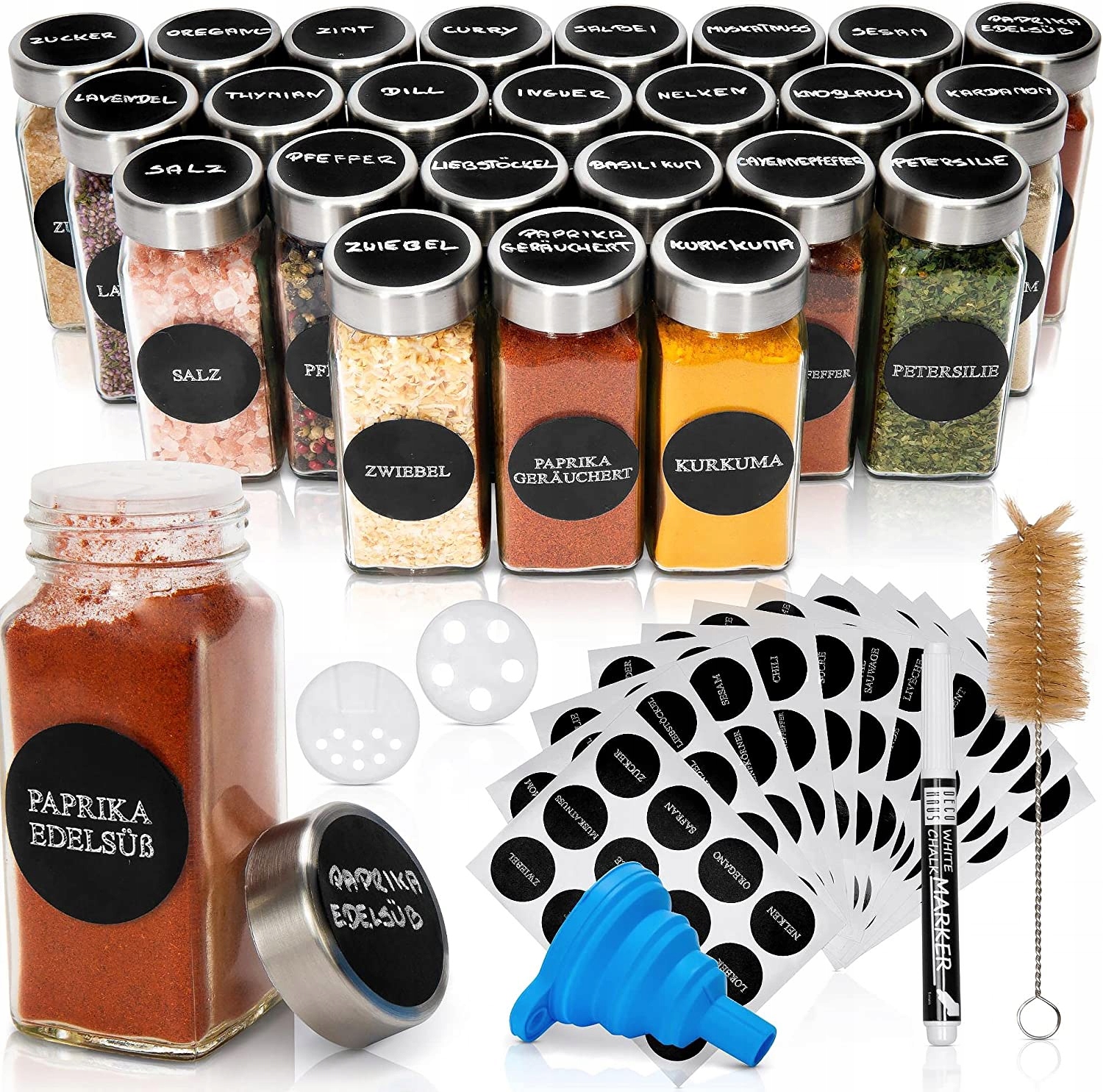 

Słoiczki pojemniki na przyprawy 24szt etykiety