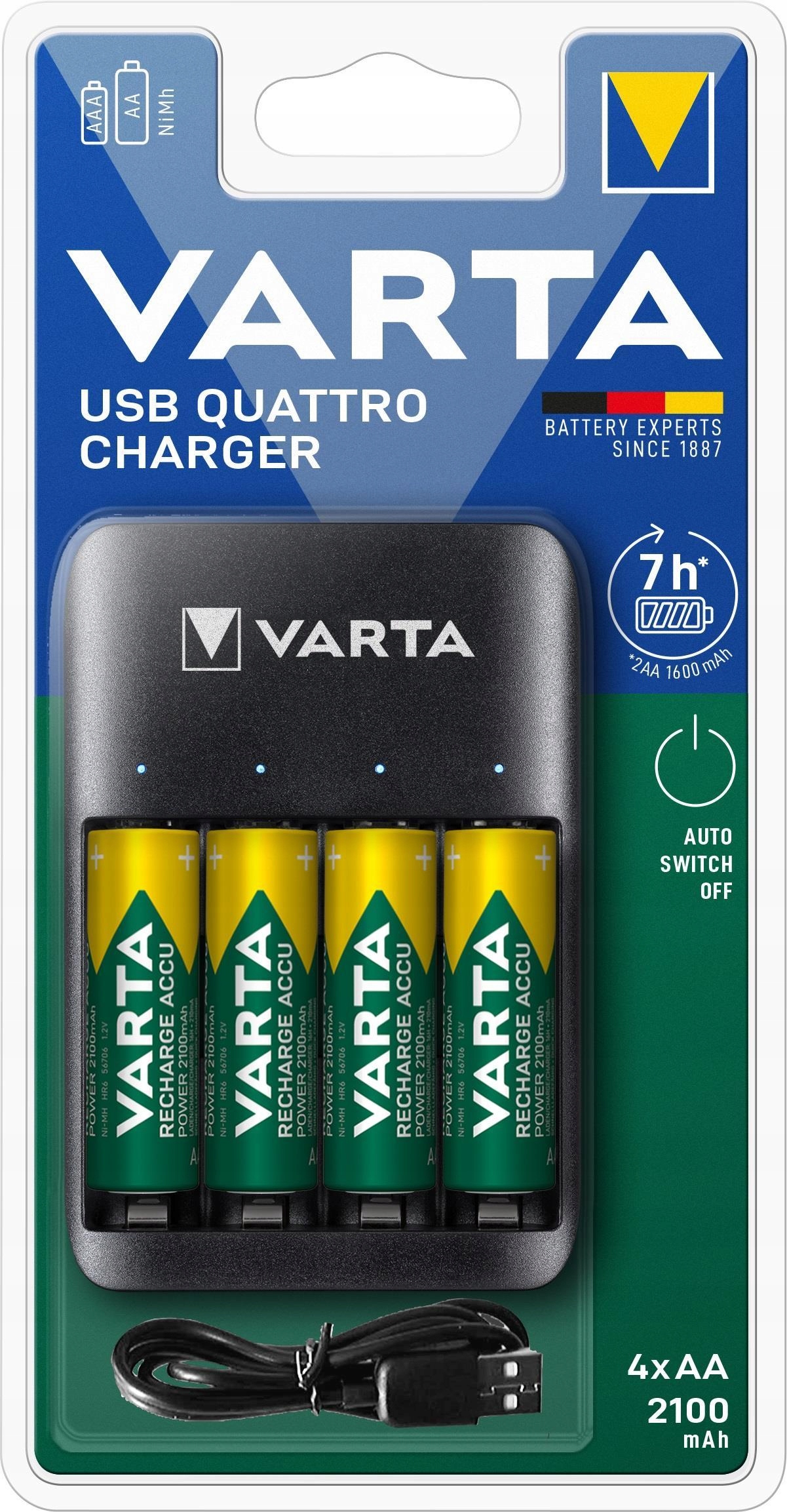 Varta 57652 Quattro Aa/aaa nabíječka baterií na Usb-c 4xR6 2100mAh