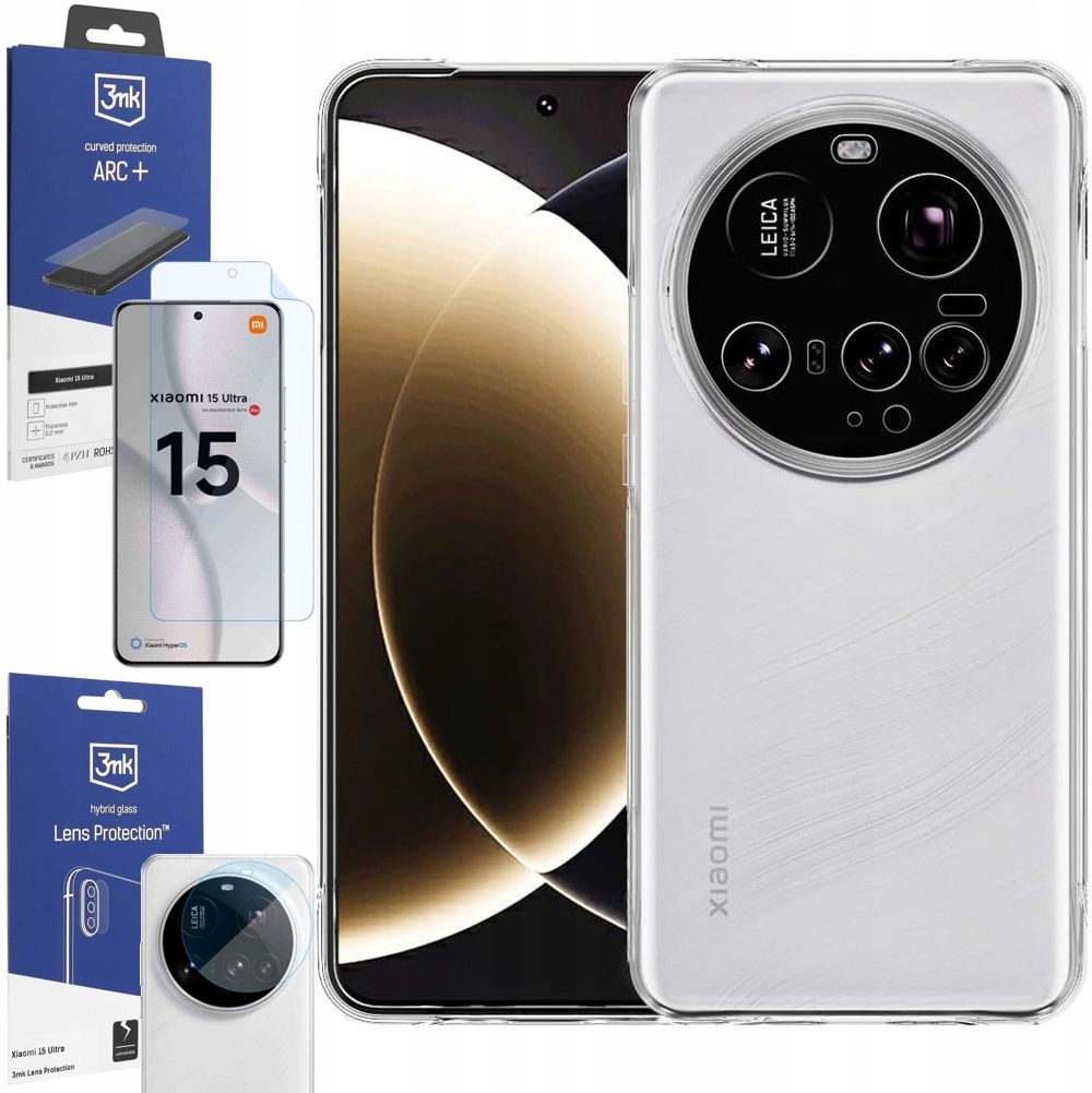 Set 3mk: Pouzdro Clear Case Fólie 4x Sklo na Fotoaparát pro Xiaomi 15 Ultra