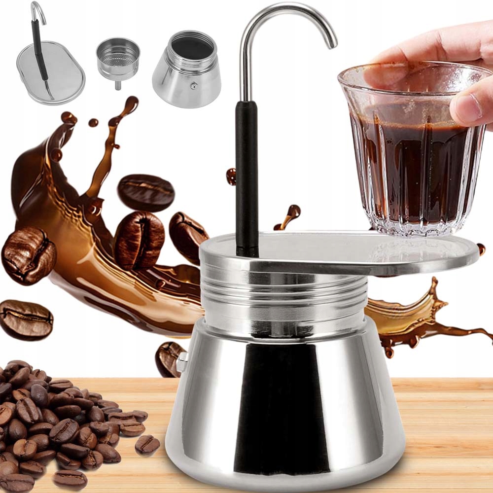 Praktická Kávovarka 200 ML Pro Domácí Kávu A Espresso Z Nerezové Oceli