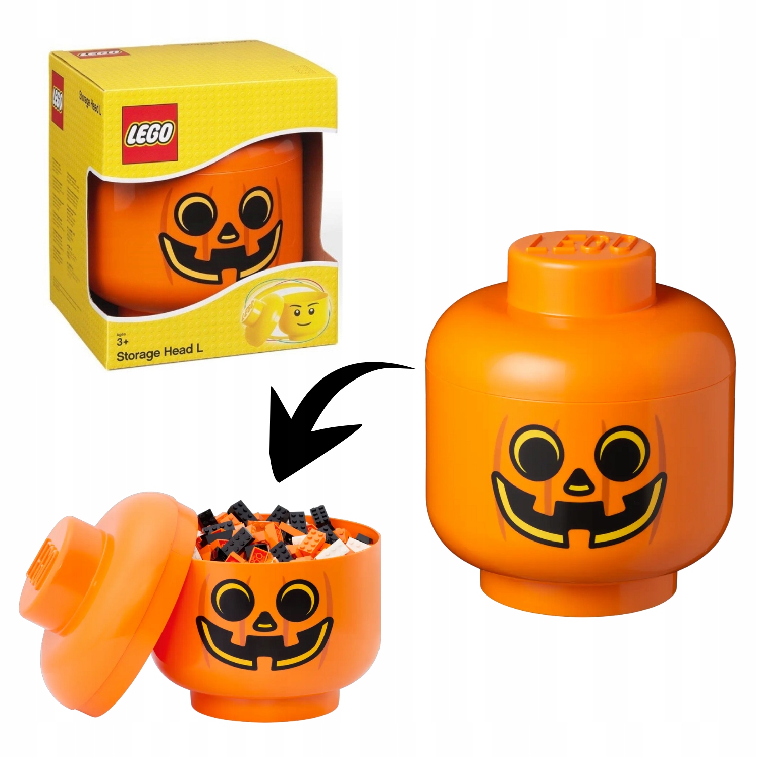 Velký kontejner Lego Storage Head Hlava Mina Halloween Dýně L 40321729
