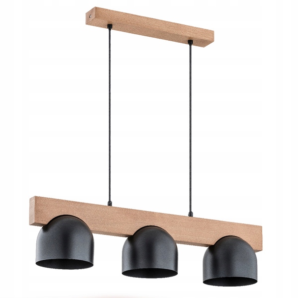 Závěsná skandinávská minimalistická lampa s trojitým černým stínítkem Alfa